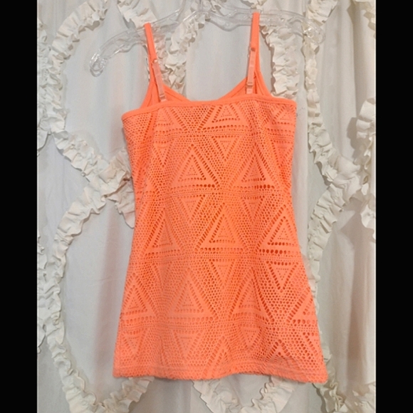 *Vanity Neon Peach Colored, Textured, Crochet Tank Camisole - Picture 3 of 5